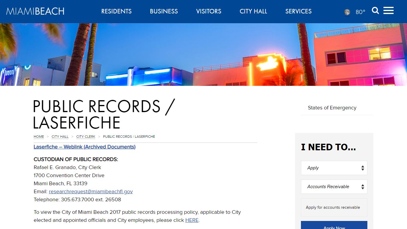 Public Records / Laserfiche – City of Miami Beach